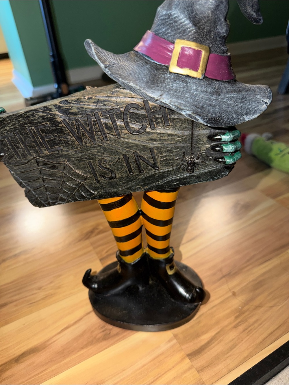 Halloween Witch Figurine with Striped Stockings fancy!